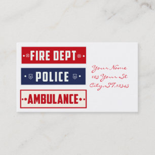 Carte De Visite Ambulance de police des incendies Thunder_Cove