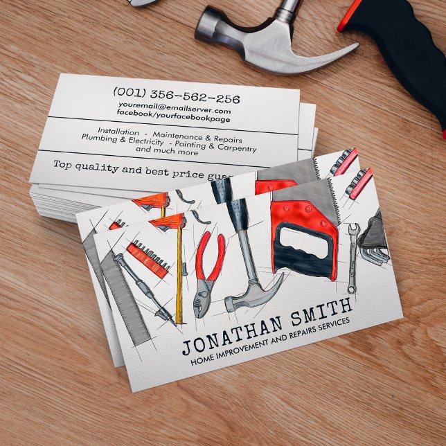 Carte De Visite Amélioration des maisons et réparation des service (Créateur téléchargé)