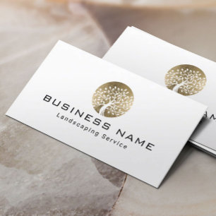 Carte De Visite Aménagement de la pelouse Moderne Logo Gold Tree