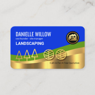 Carte De Visite Aménagement paysager de luxe de jardin en or