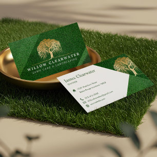 Carte De Visite Aménagement paysager Rustique Moderne Vert et Or A