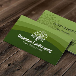 Carte De Visite Aménagement paysager Vert Tons Arbre Logo Garde-pe