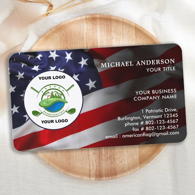 Carte De Visite American Flag Custom Corporate Logo Patriotic (Créateur téléchargé)