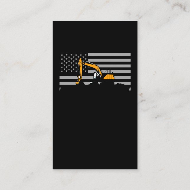 Carte De Visite American Flag Excavator US Flag Construction (Devant)