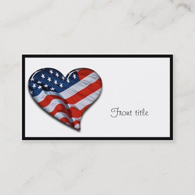 Carte De Visite American Flag Heart (Devant)
