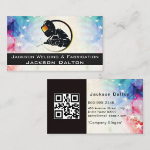 Carte De Visite American Flag Metallic Welicator Code QR