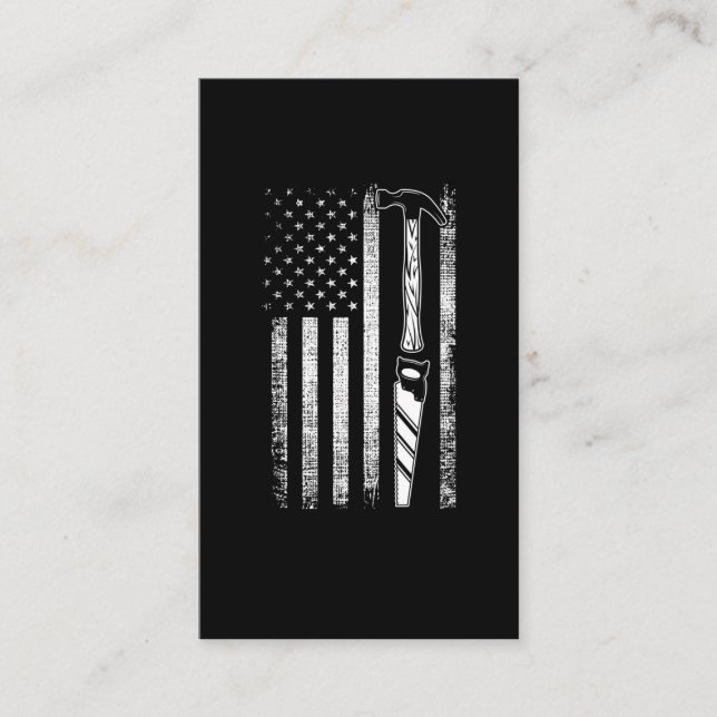 Carte De Visite American Flag Woodworker USA Carpenter (Devant)