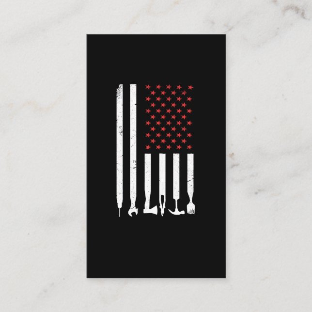 Carte De Visite American Flag Workshop Tools Mécanique USA (Devant)