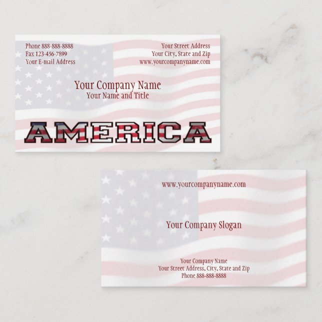 Carte De Visite Amérique patriotique Gouvernement Entreprise sans  (Devant / Derrière)
