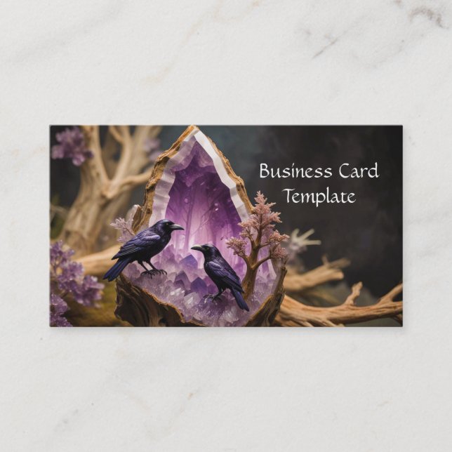 Carte De Visite Amethyst Crystal Energy Ravens Business Card (Devant)