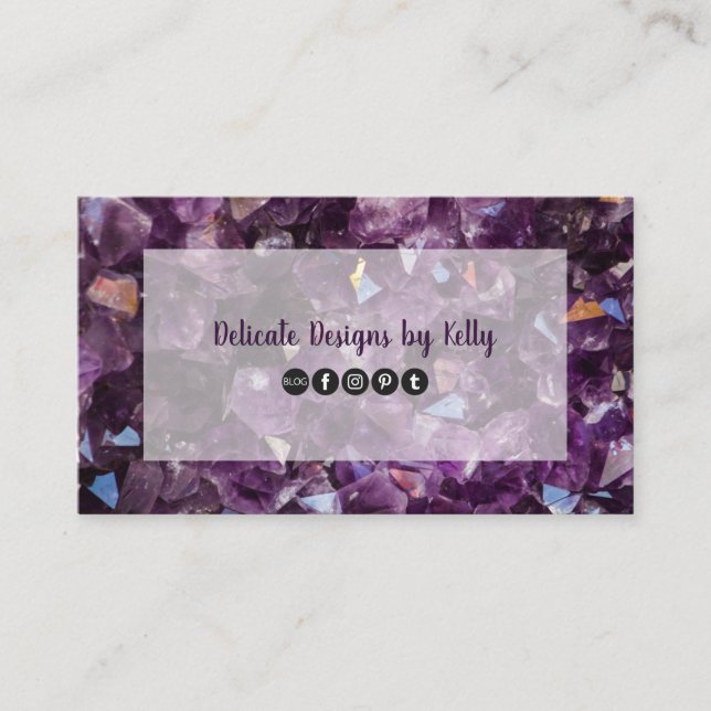 Carte De Visite Amethyst Gemstone Crystal Jewelry Designer (Devant)
