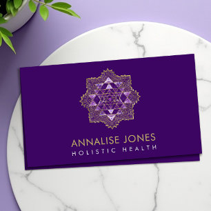 Carte De Visite Amethyst & Gold Sri Yantra / Sri Chakra à Lotus