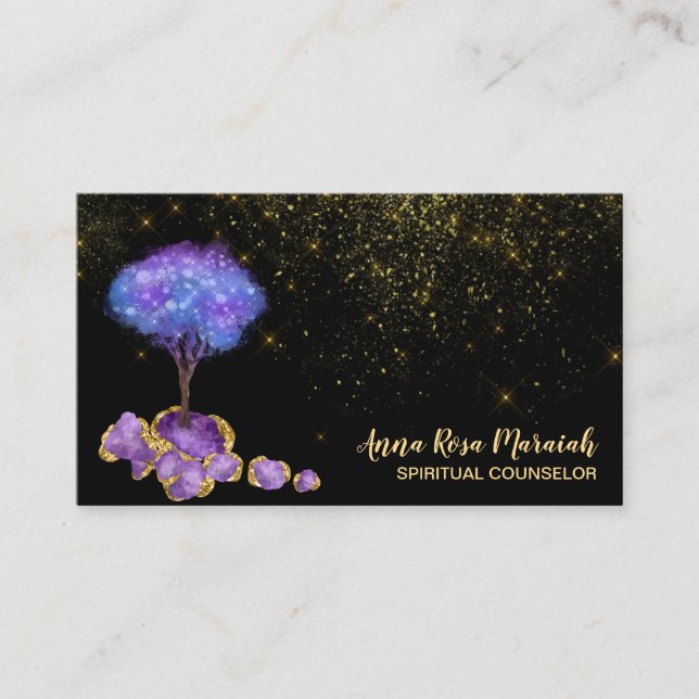 Carte De Visite *~* Amethyst Magic Jewels Arbre Gold Parties scint (Devant)