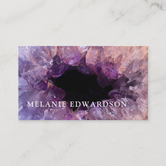 Carte De Visite Améthyste mauve moderne gemstone geode minéral (Devant)