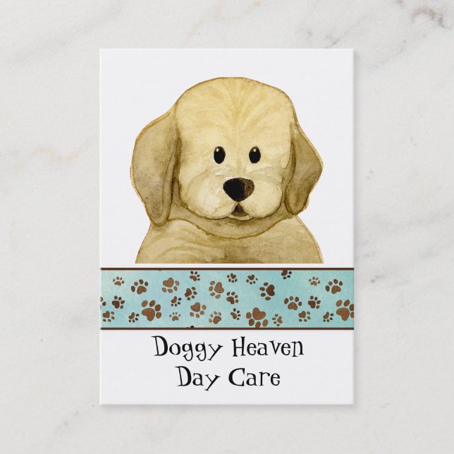 Carte De Visite "Amour de chiot," soin de jour Brown de chienchien (Devant)