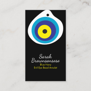 Carte De Visite Amulet de perle d'oeil jaune de la marine NOIRE