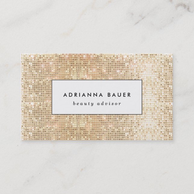 Carte De Visite Amusant élégant Faux Gold Sequin Motif Spa de beau (Devant)