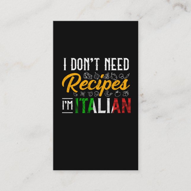 Carte De Visite Amusant Humour gastronomique de cuisine italienne (Devant)