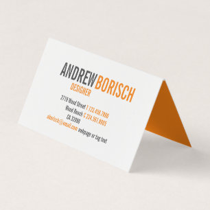 Carte De Visite Amusant moderne brillant Orange blanc contemporain