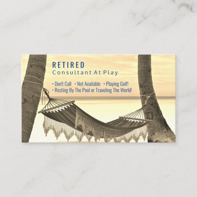 Carte De Visite Amusant Retraité, Beach Hammock, do-it-yourself Ga (Devant)