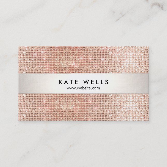 Carte De Visite Amusants Moderne Faux Rose Gold Sequin (Devant)
