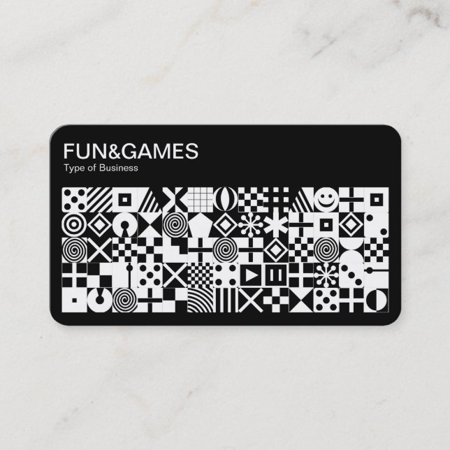 Carte De Visite Amusement et jeux - Blanc sur noir avec noir (Devant)