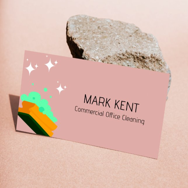 Carte De Visite Analyse Des Services De Nettoyage Pour Connecter B (Cleaning Services Scan To Connect Bush Pink Business Card)