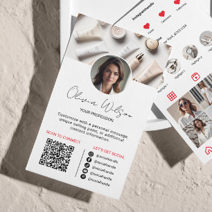 Carte De Visite Analyse Instagram Pour Connecter le code QR Rouge