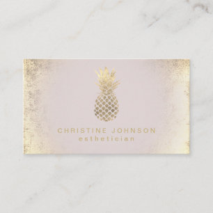 Carte De Visite ananas esthetician FAUX en feuille d'or