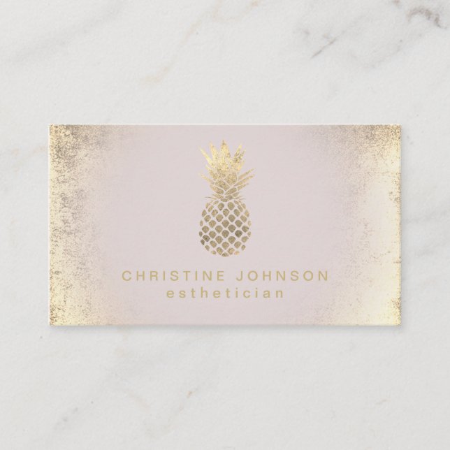 Carte De Visite ananas esthetician FAUX en feuille d'or (Devant)