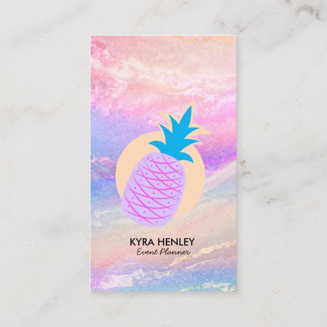 Carte De Visite Ananas Pastel Holographie Tout Service Affaires  (Dos)