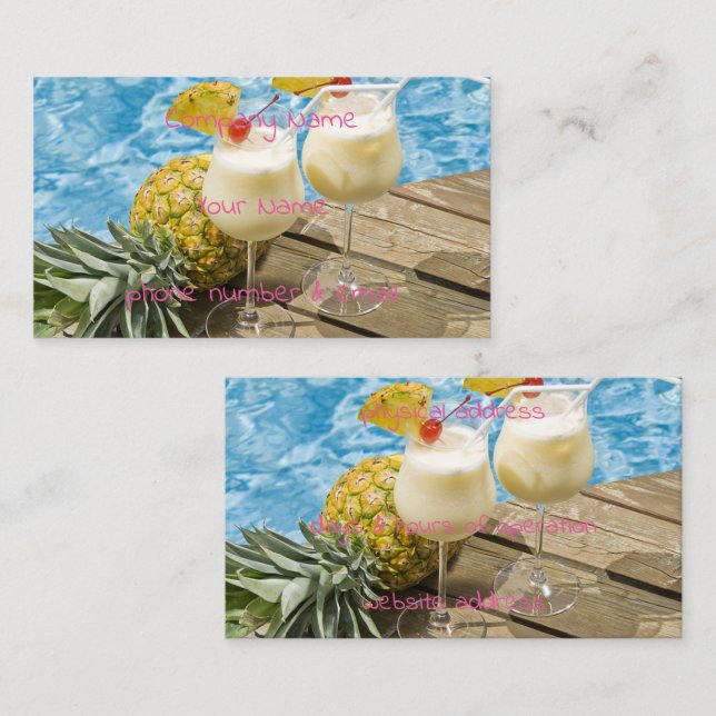 Carte De Visite ananas piña colada (Devant / Derrière)