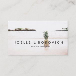 Carte De Visite Ananas tropical d'accent de plage d'île romantiqu