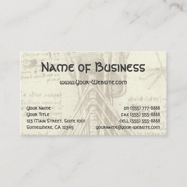 Carte De Visite Anatomie Croquis de colonne vertébrale Leonardo da (Devant)