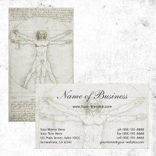 Carte De Visite Anatomie humaine, Homme vitruvien par Léonard de V