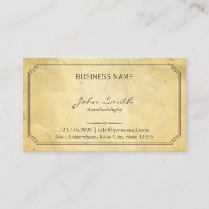 Carte De Visite Ancien Ancien Anesthésiste de la texture papier