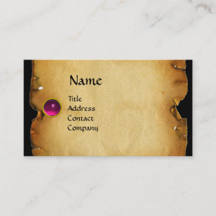 Carte De Visite ANCIEN PARCHEMENT BROWN, PIERRE GEM, rose MONOGRAM
