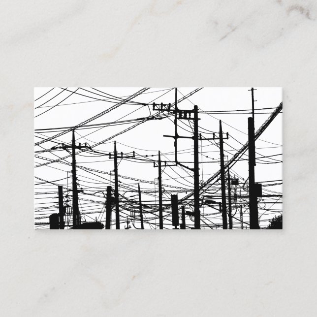 Carte De Visite Ancien téléphone et lignes électriques (Devant)