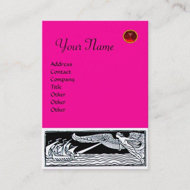 Carte De Visite ANCIENS NAVIRES RUBY MONOGRAM rose Fuchsia Noir (Devant)