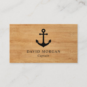 Carte De Visite Ancre Bateau Capitaine Rustic Wood