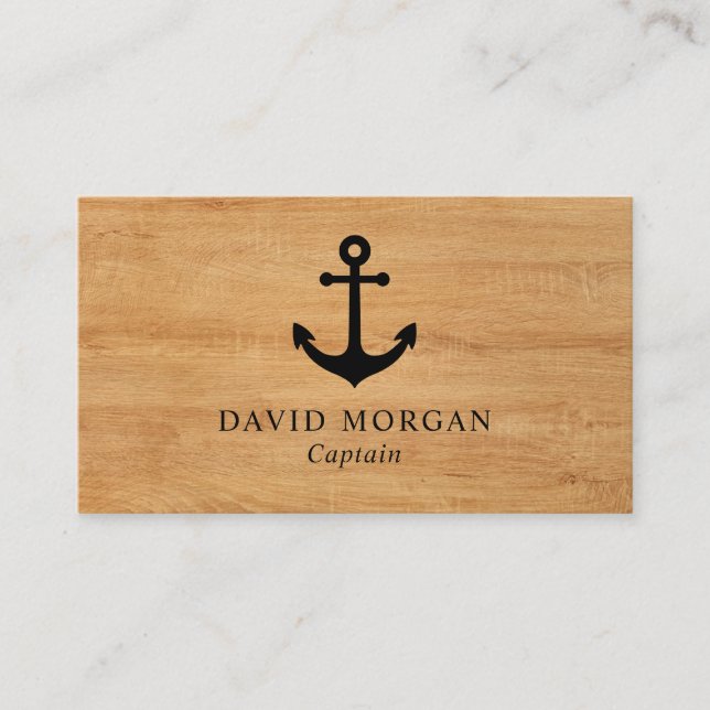 Carte De Visite Ancre Bateau Capitaine Rustic Wood (Devant)