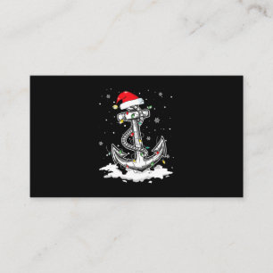 Carte De Visite Ancre Bateau Voile Noël Santa Hat Lumières.