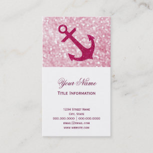 Carte De Visite Ancre de Parties scintillant nautique de Bokeh Ros