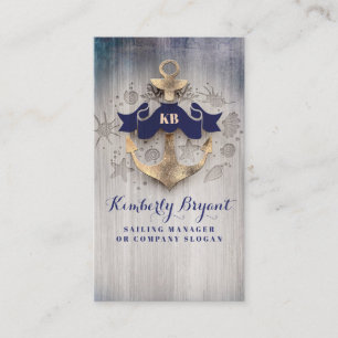 Carte De Visite Ancre d'or Nautical Coastal Yachts et croisières