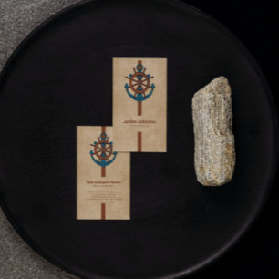 Carte De Visite Ancre Et Bateau Roudder Beige Arrière - plan