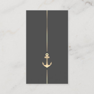 Carte De Visite Ancre minimaliste d'or nautique