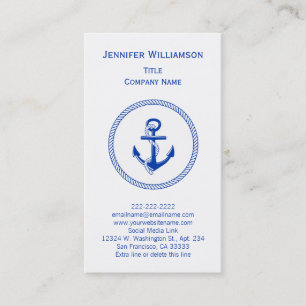 Carte De Visite Ancre nautique Bateau Bateau Bateau Bateau équipag