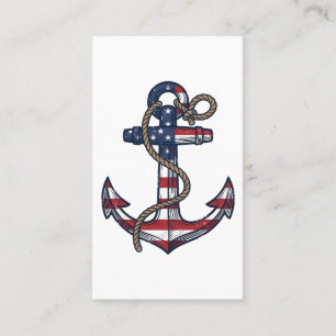 Carte De Visite Ancre Patriotique Design Vectoriel Vintage_1
