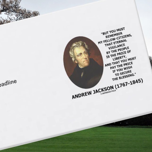 Carte De Visite Andrew Jackson Price Of Liberty Price Citation Séc (Business card featuring a timeless eternal vigilance & liberty quote by US President Andrew Jackson)