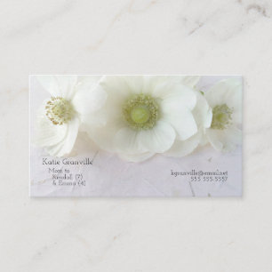 Carte De Visite Anémones blancs sur texture